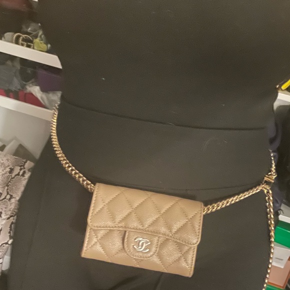 ‼️SOLD‼️CHANEL 22A Beige/ Caramel Classic Flap Card Holder NWT - Picture 11 of 13